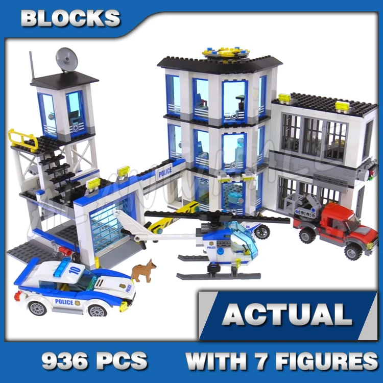 890pcs City Cop Station Control Tower Garage Car Helicopter Motorbike 10424 Building Blocks Set Bricks Compatible with Model