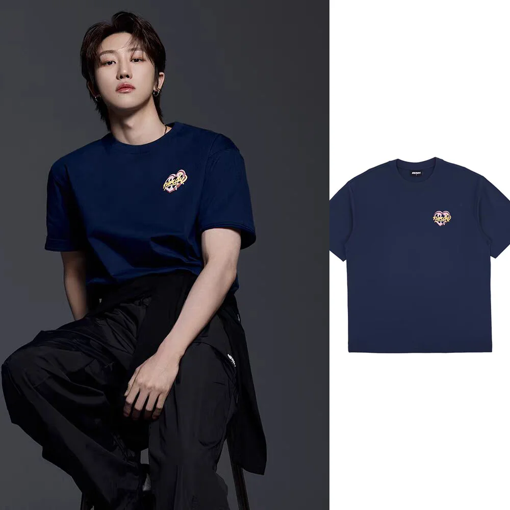 Kpop The8 Same Summer Classic Logo Letter Print Shortsleeved T-shirt Men Women Xu Minghao High quality Korean designer Brand Top