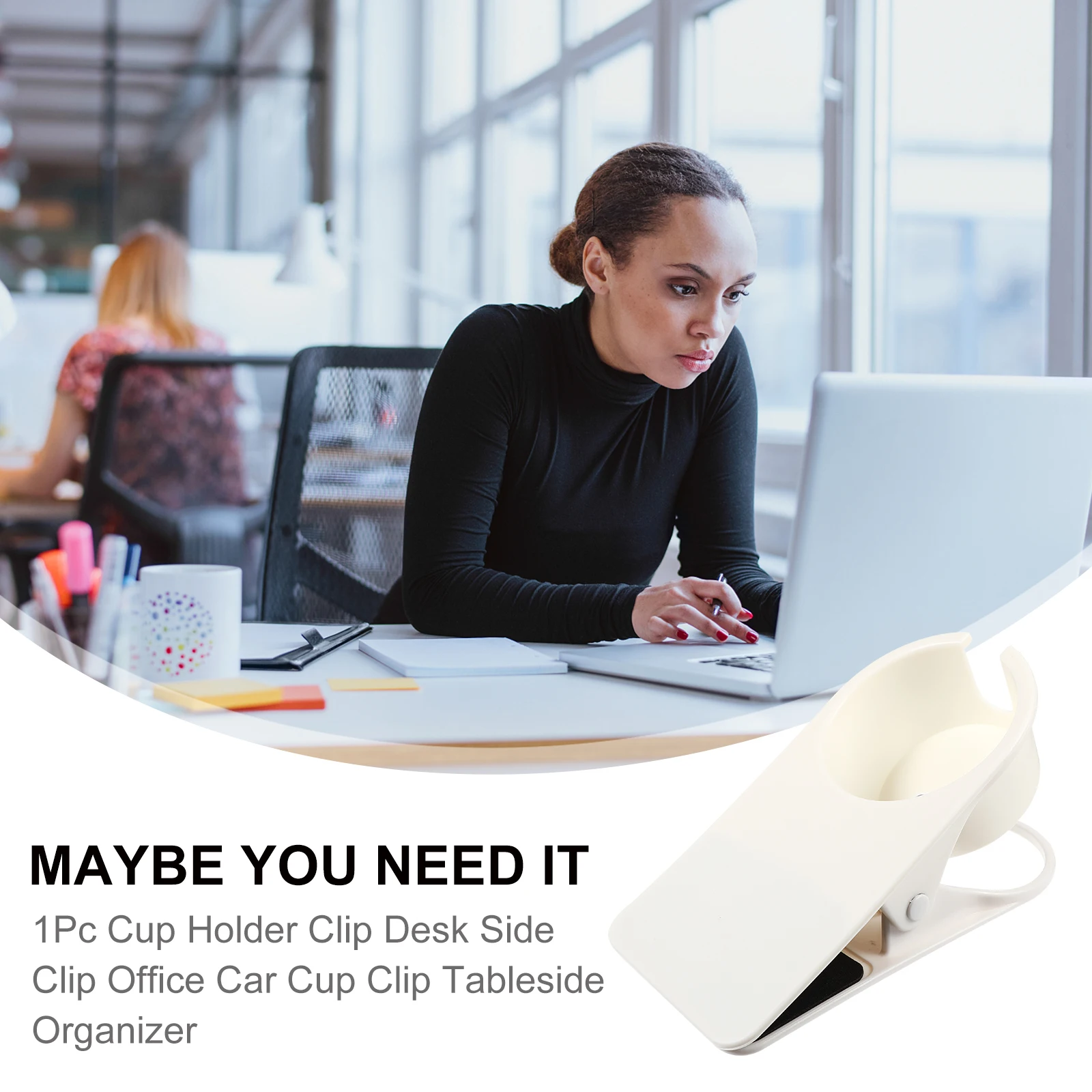 

Cup Holder Clip Desk Side Organizer Office Car Tableside Fixor Easy Install No Drill Required Multiuse Home Fastfood Restaurant