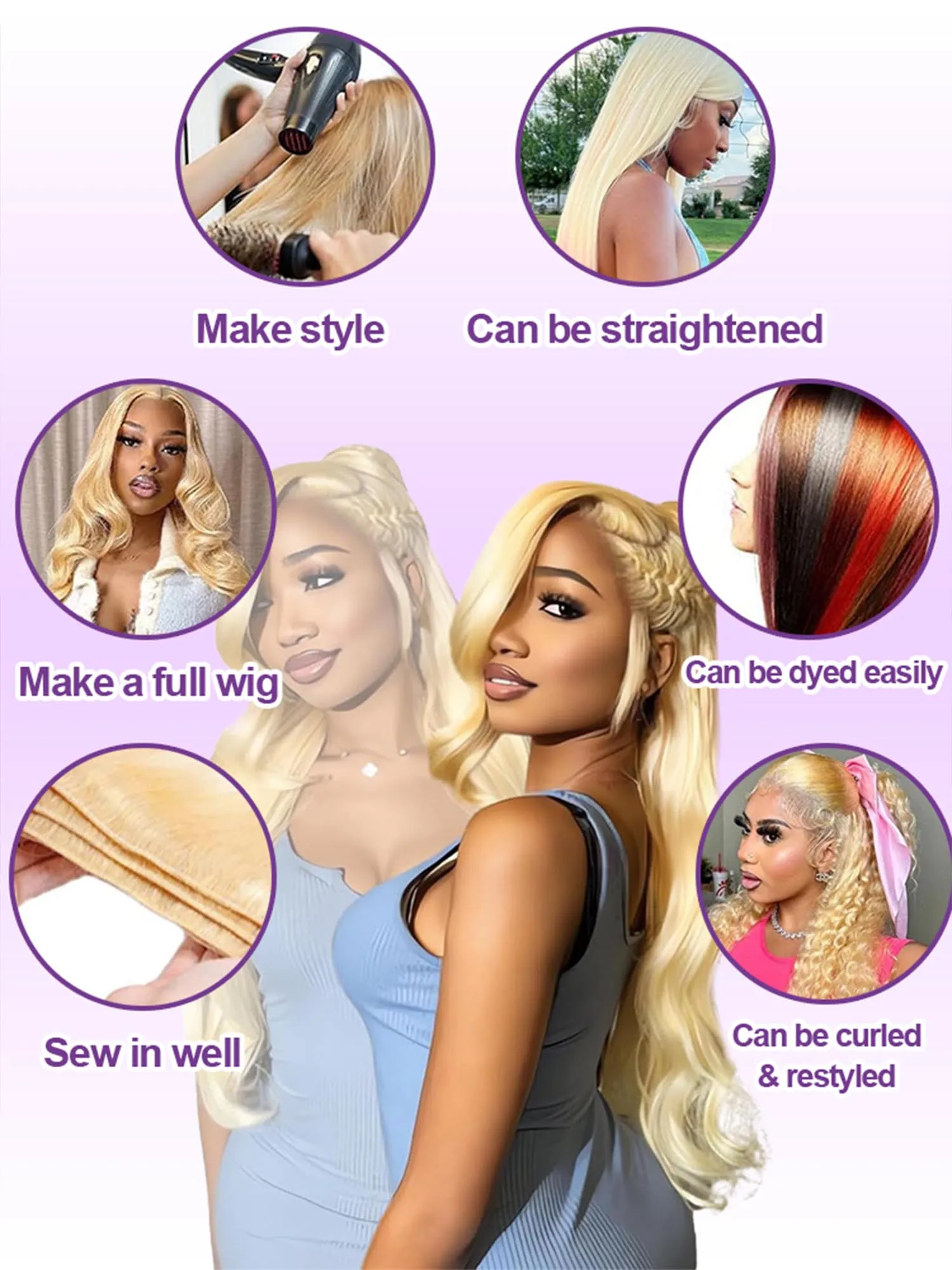 613 Body Wave Bundles Hair Extension Omber Blonde Human Hair Bundles 3/4 Pcs/Lot 100% Human Hair Brazilian Hair Wavy Weave Remy image 5