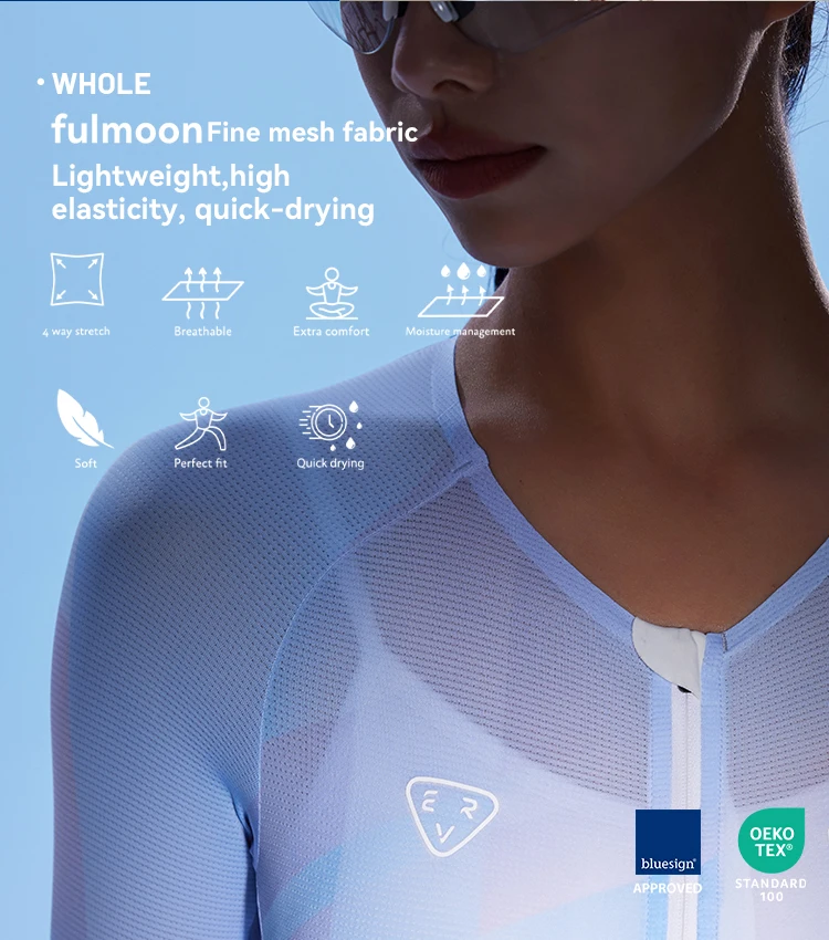 EVR Summer Pro Damen-Einteiler-Radsportanzug für Rennrad, langärmlig, kurzärmelig, Radsportanzug, Hose, Wettkampf-Radsportausrüstung – Detail 6
