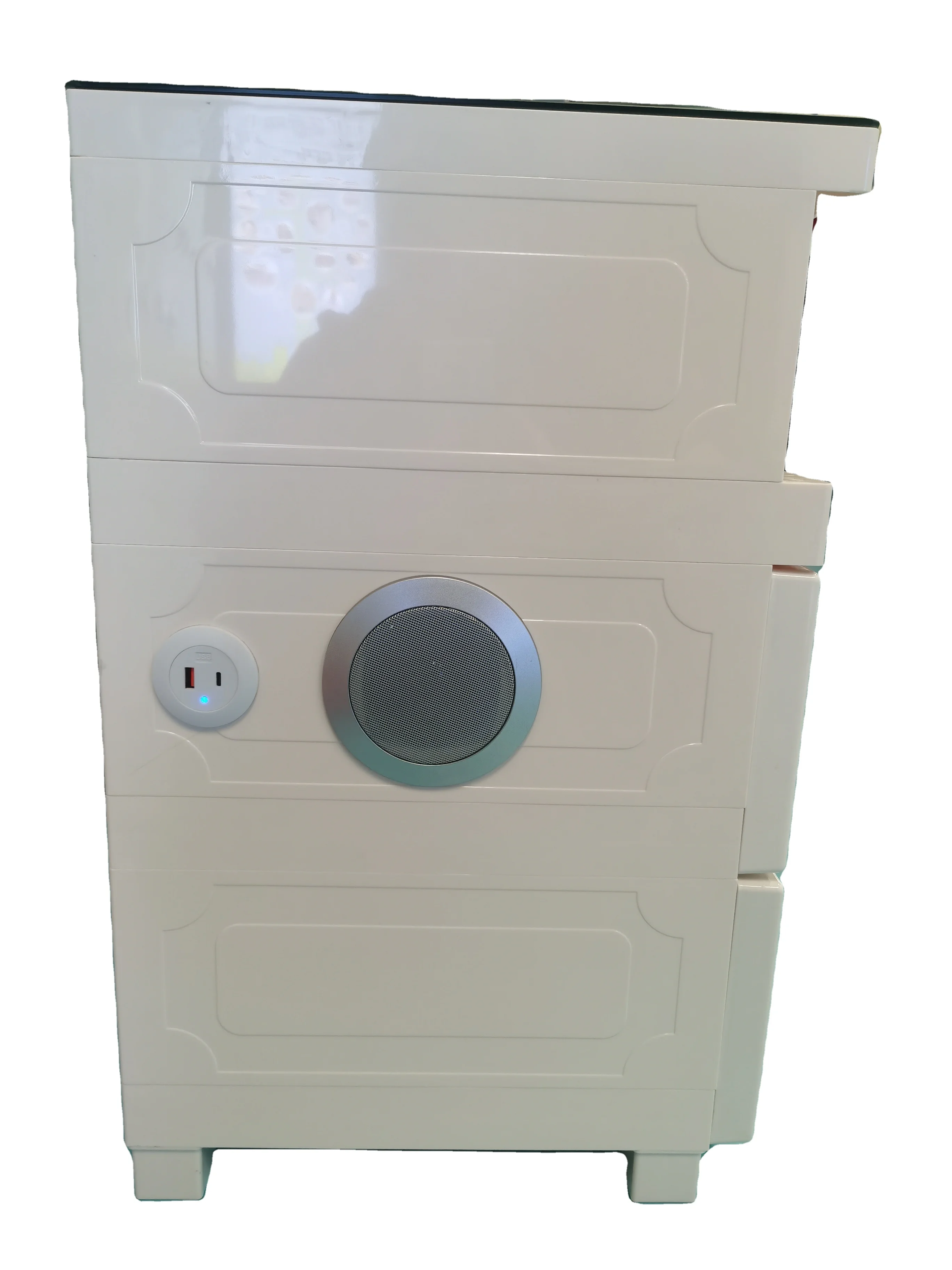 Efficient Bedside Nightstand with Wireless Charging and Bluetooth Speaker Functional Plastic Lockers for Home Living Room