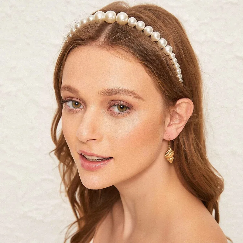 Bridal Pearl Hair Accessories, Princess Crown Hairband, Vintage Headband for Women Girl