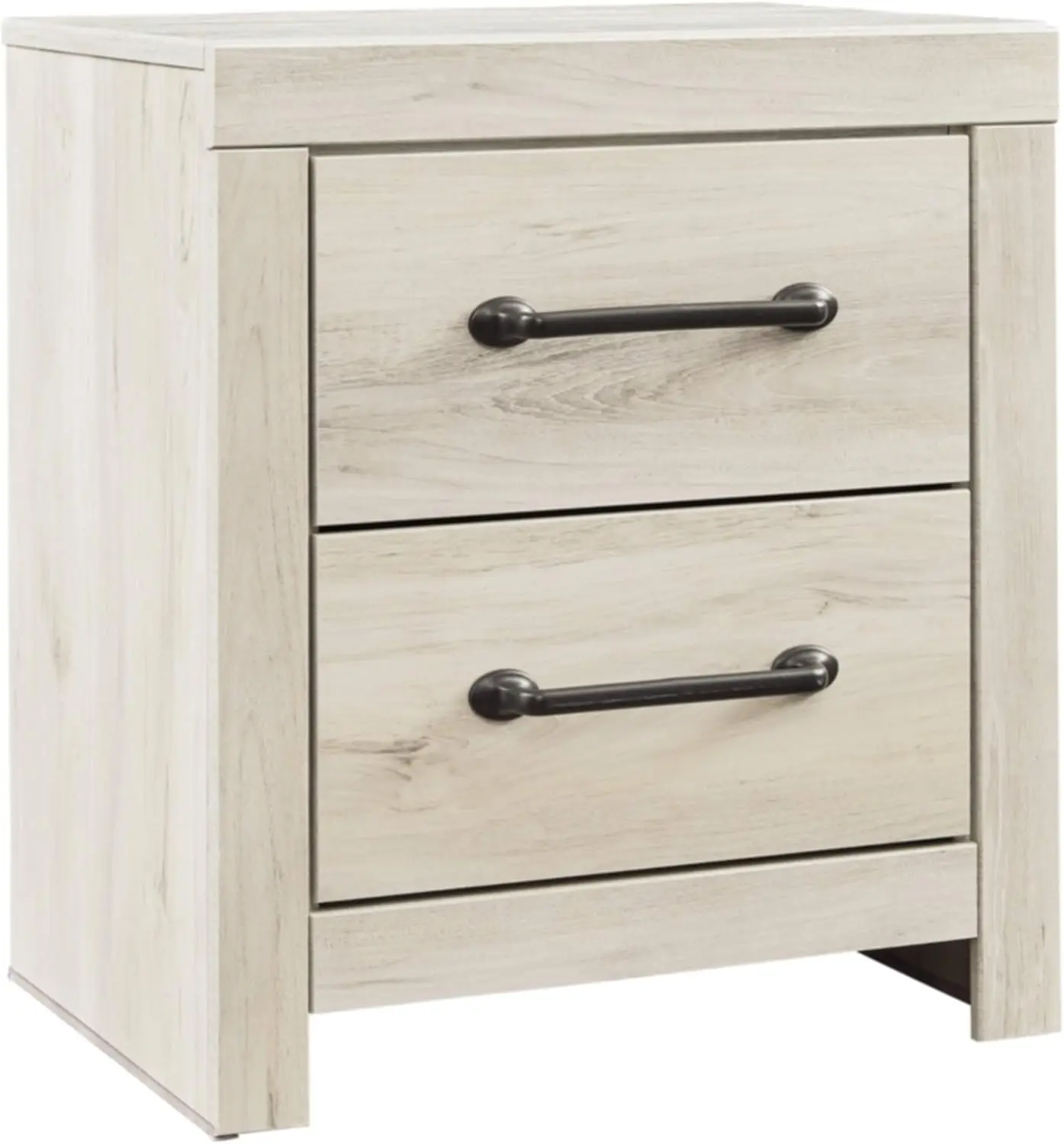 Ashley Cambeck Farmhouse Industrial 2 Drawer Two Drawer Nightstand w/ 2 Slim-Profile USB Charging Stations, Whitewash USA