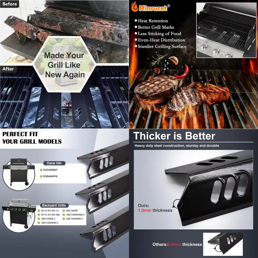 

Dyna Glo DGF493BNP Grill Replacement Parts: Cooking Grates, Heat Plate Tents, Burners & Igniters for 4-Burner Models