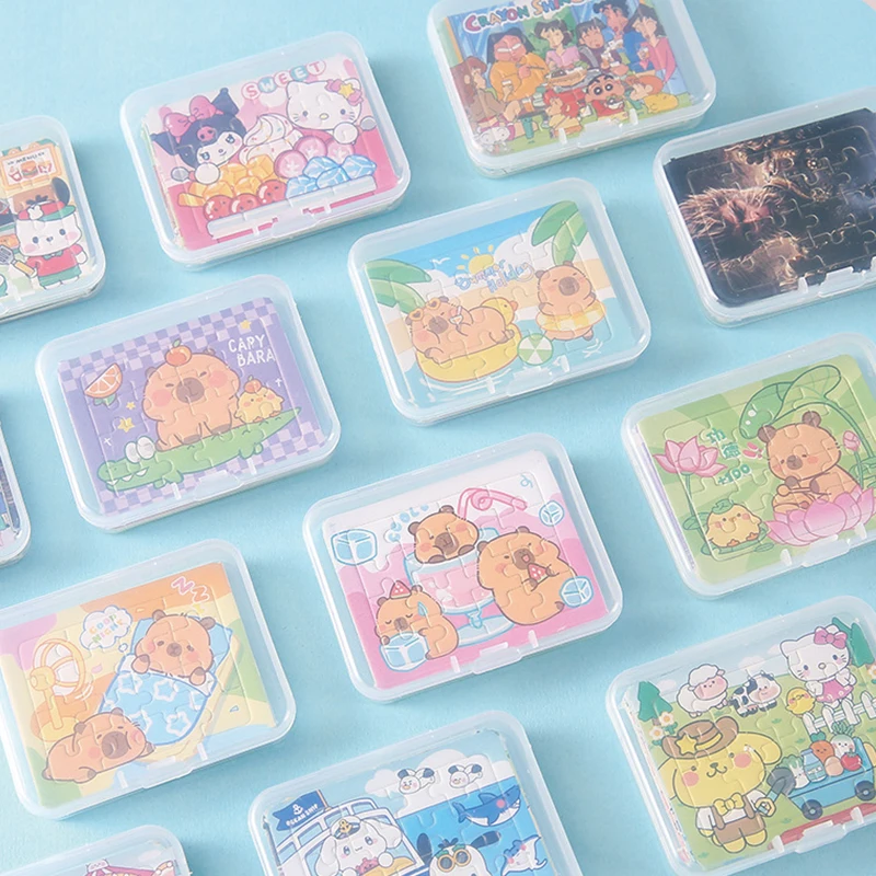

5/60PCS Cartoon Animal Capybara Paper Jigsaw Puzzles Educational Toy for Kids little Birthday gifts Party Favors School Prizes