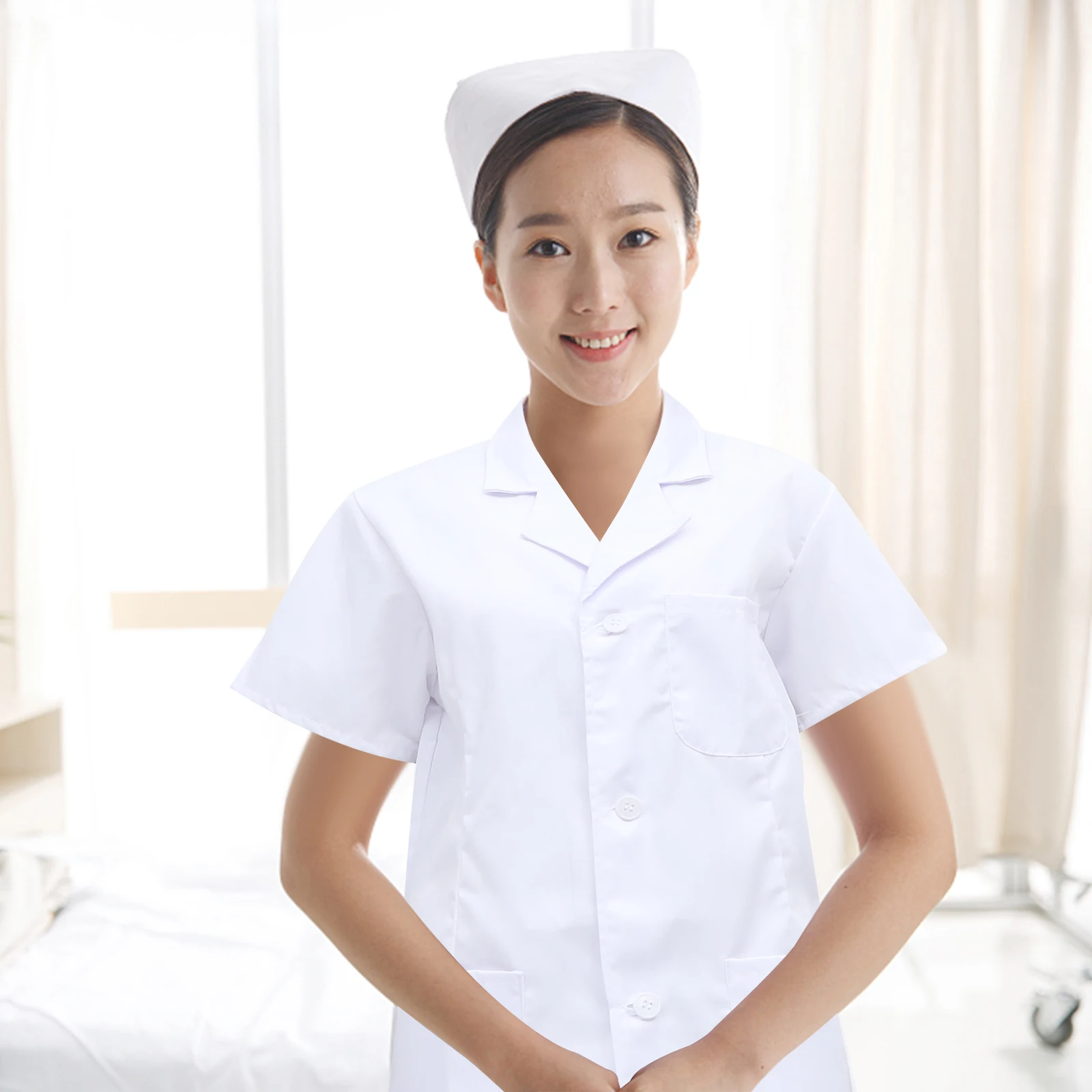 

Women's Nurse Uniform Short Sleeve White Gown Medical Uniform Halloween Cosplay Nurse Clothing - Size XXXL