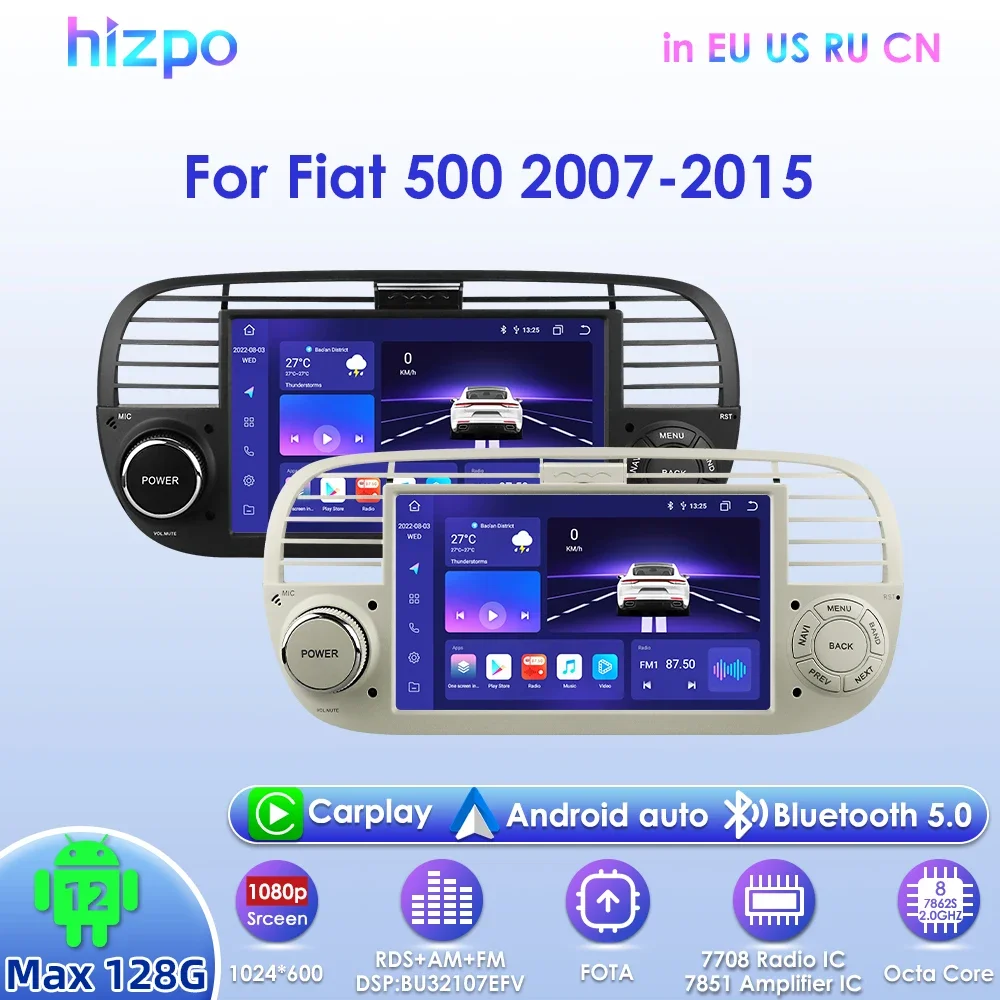 

7" Hizpo Android Car Radio for FIAT 500 2007 - 2015 Intelligence System GPS RDS DSP Auto CarPlay UI7862 Headunit Quad Octa Core