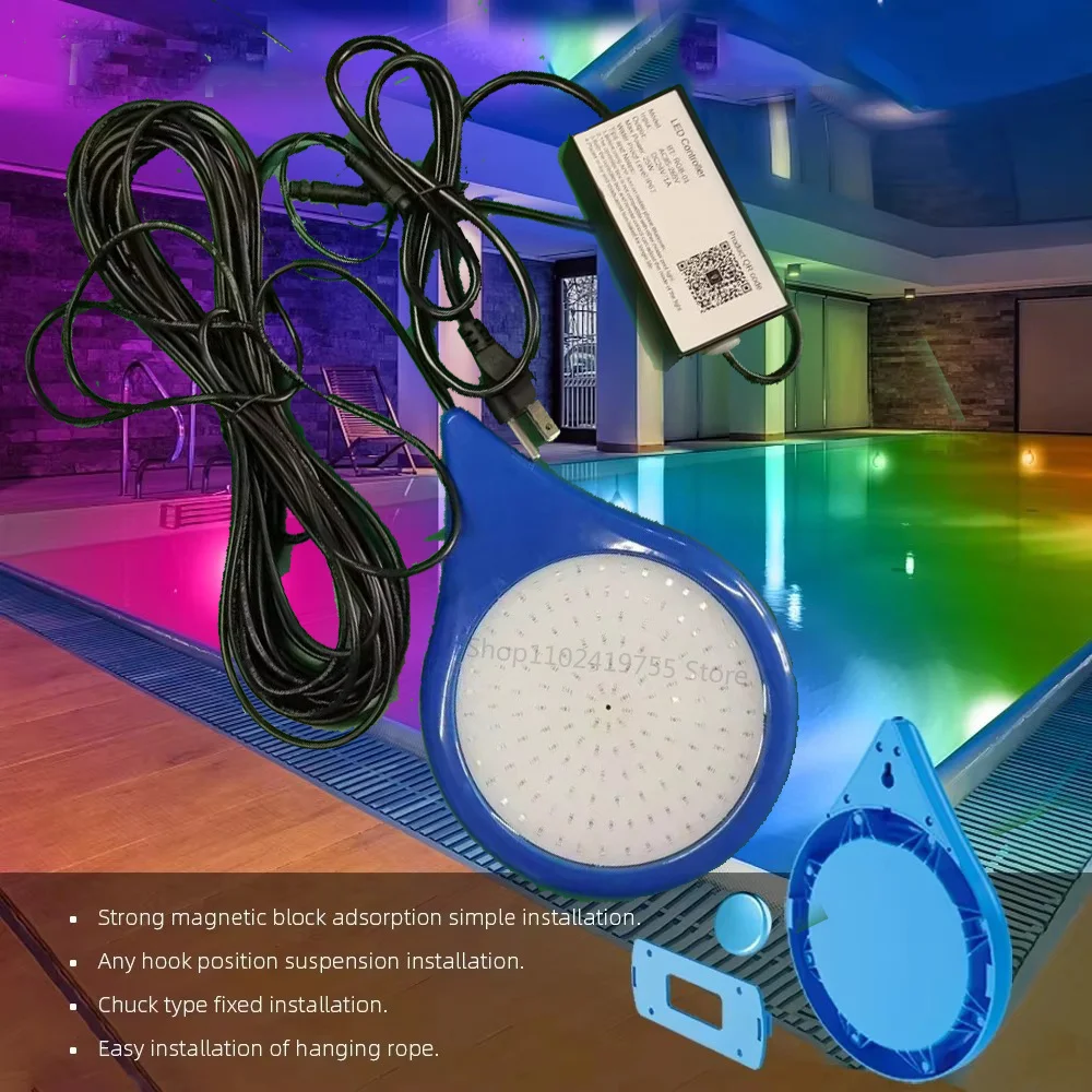30W RGB Underwater Light Magnetic Suction Swimming Pool Lamp 25W Mobile APP Control No Punching Install Pool Landscape Spotlight