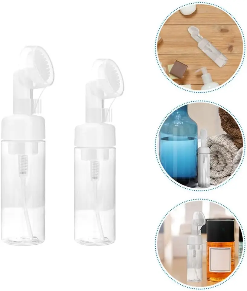 1Pc 100-250ml Facial Cleanser Mousse Foam Maker Bottles with Silicone Clean Brush Portable Soap Foaming Pump Dispenser Container