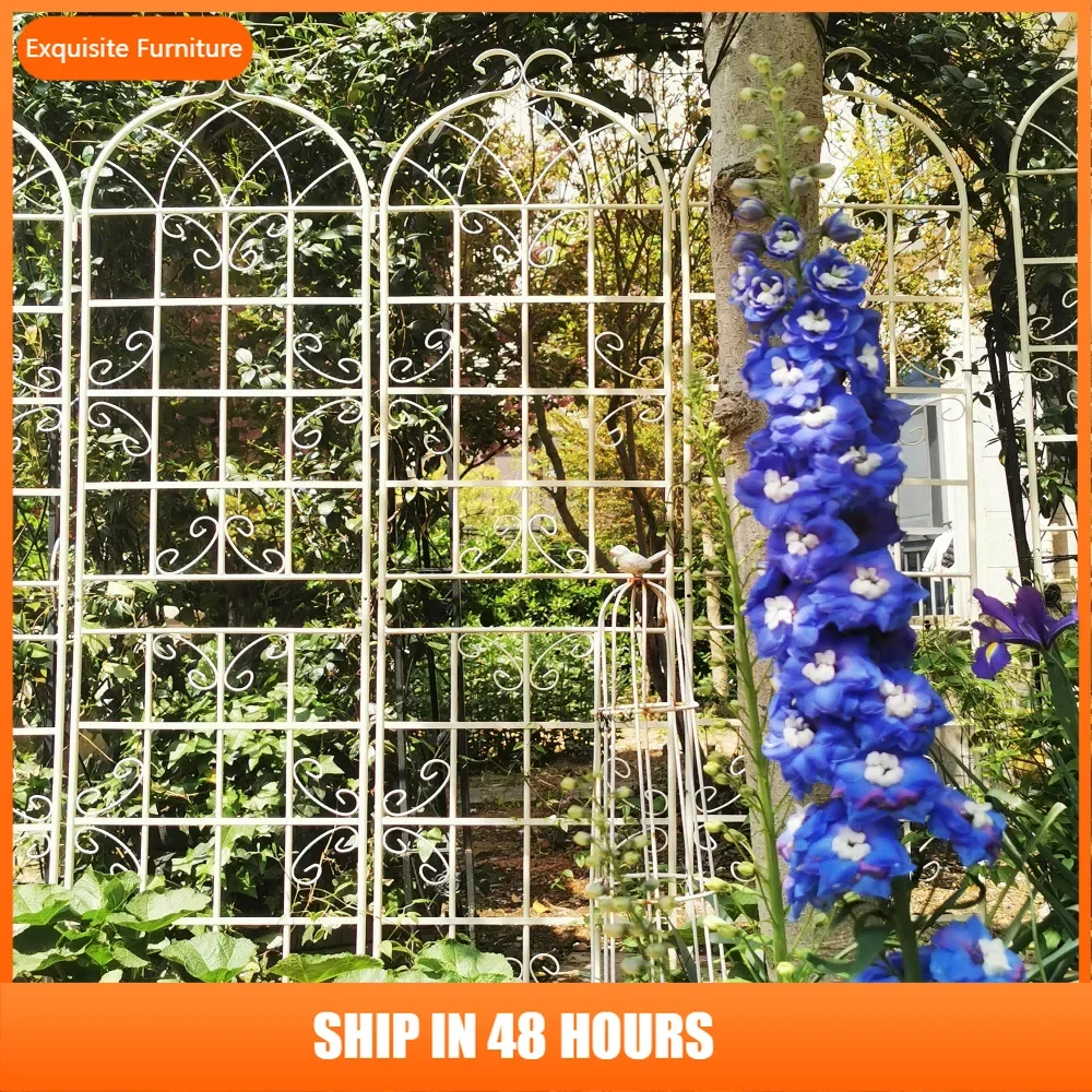 

2 Pack Metal Garden Trellis 86.7" x 19.7" Rustproof Trellis for Climbing Plants Outdoor Flower Support Cream White
