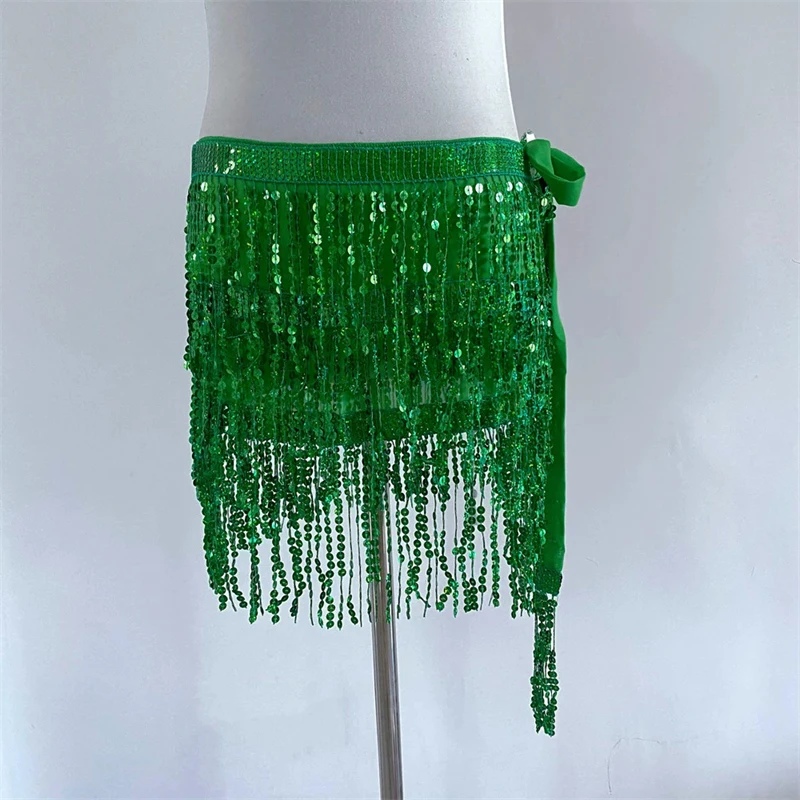 Bauchtanz-Hüfttuch für Damen, Pailletten-Fransengürtel, Tanzkostüm, Y2K-Accessoire, Halloween, Festival, Rave, Bühnenauftritt, Partykleidung – Detail 9