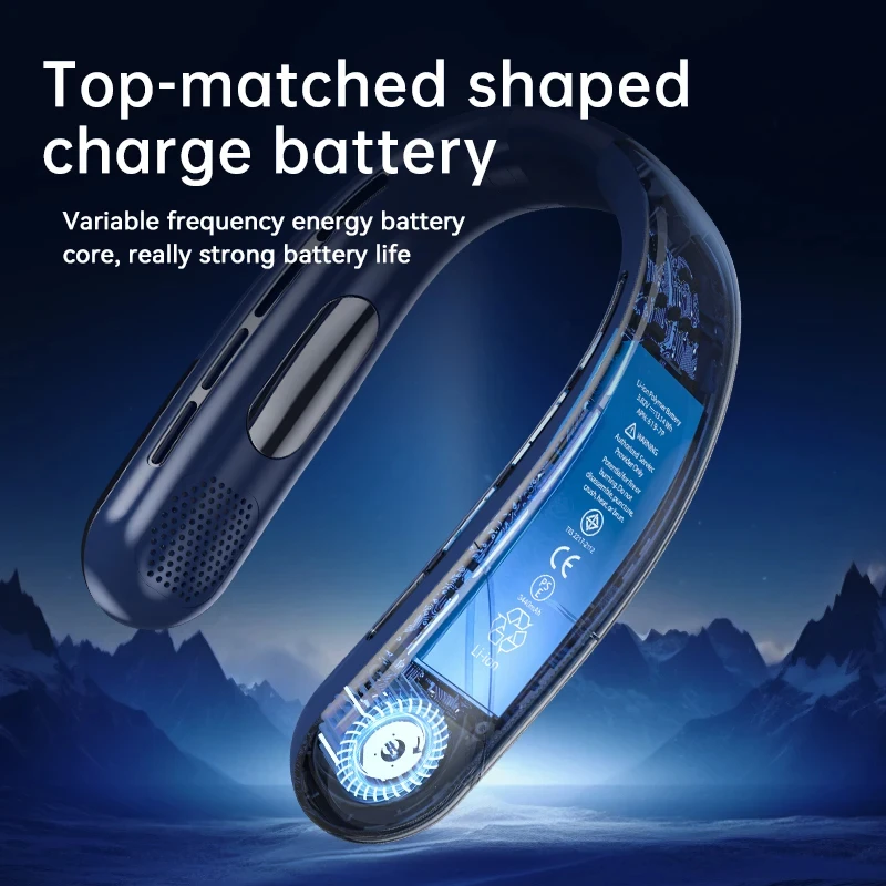 Xiaomi Portable Neck Fan 10000mAh Mini Bladeless Silent Neckband Fan USB Rechargeable LED Digital Display 5th Gear Air Cooler