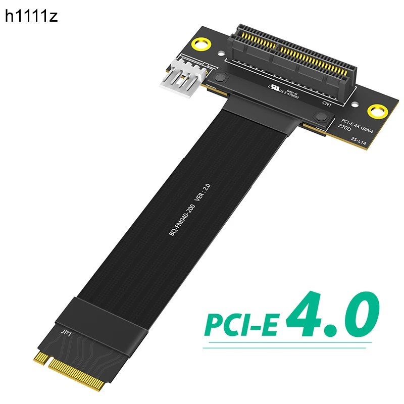 Câble Riser NVME vers PCIE X4 M.2 Key M PCIE 4.0 vers PCI-E 4.0 4X carte adaptateur 90 degrés câble d'extension NVME 4.0 vers PCI Express X4