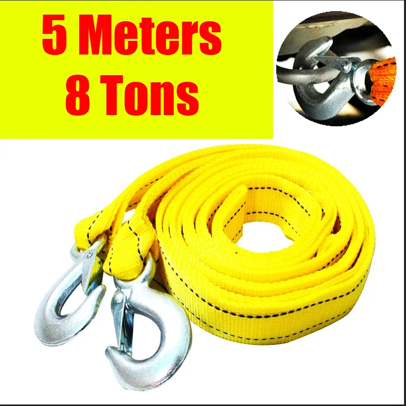 1 Pcs 4M/5M Car Tow Cable Heavy Duty 5Ton/8Ton Trailer Rope Towing Pull Rope Strap Hooks Van Road Recovery Car Accessories