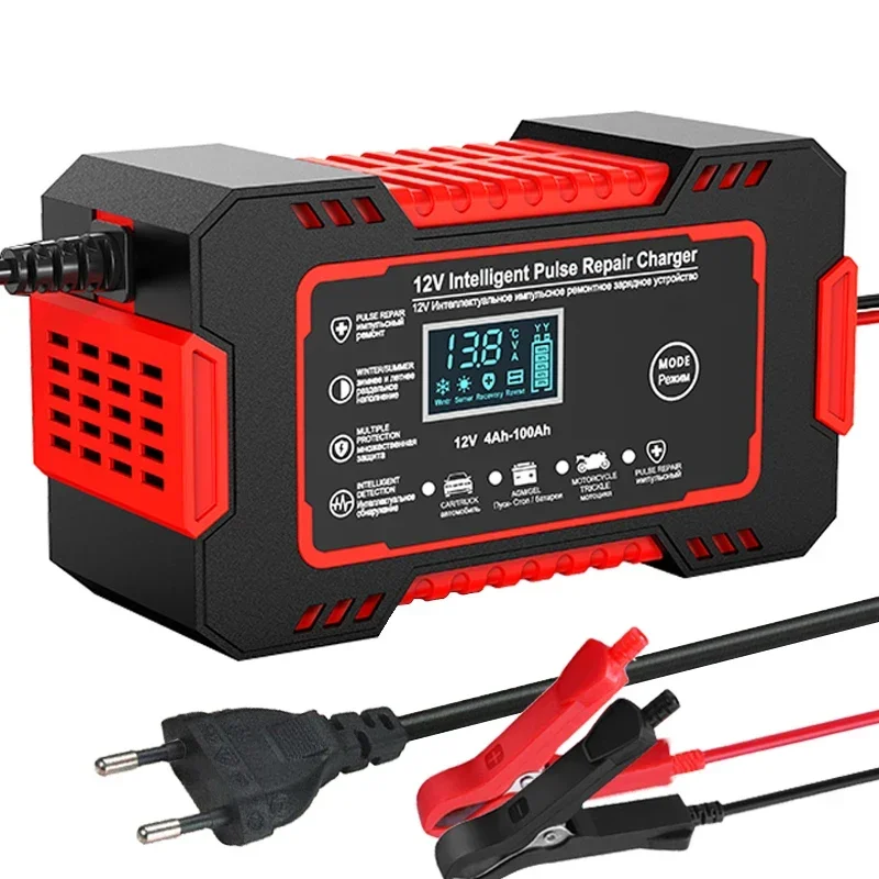 EAFC 12V 6A Power Puls Reparatielader Auto-acculader LED-display Moto Truck-acculader Nat Droog Loodzuuraccu