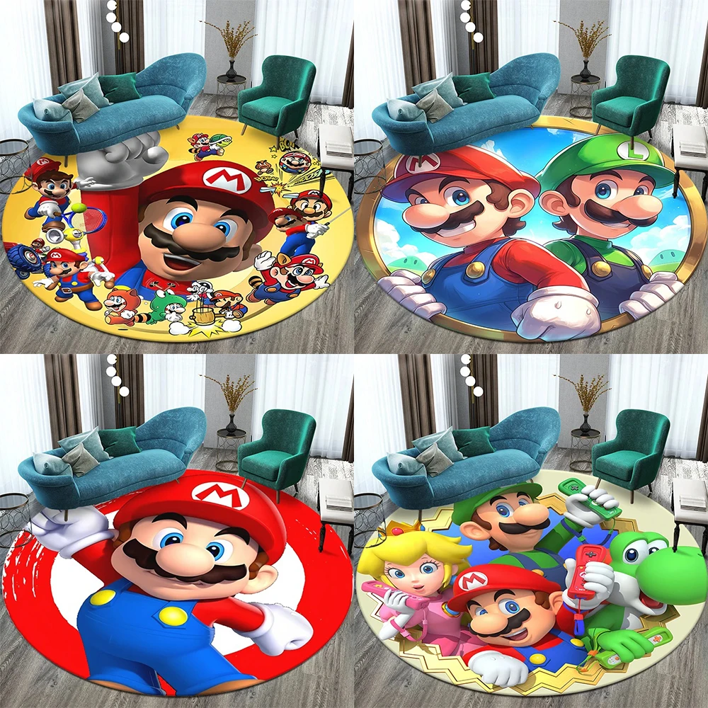 

MINISO Mario round carpet game non-slip soft floor mat family living room bedroom room decoration