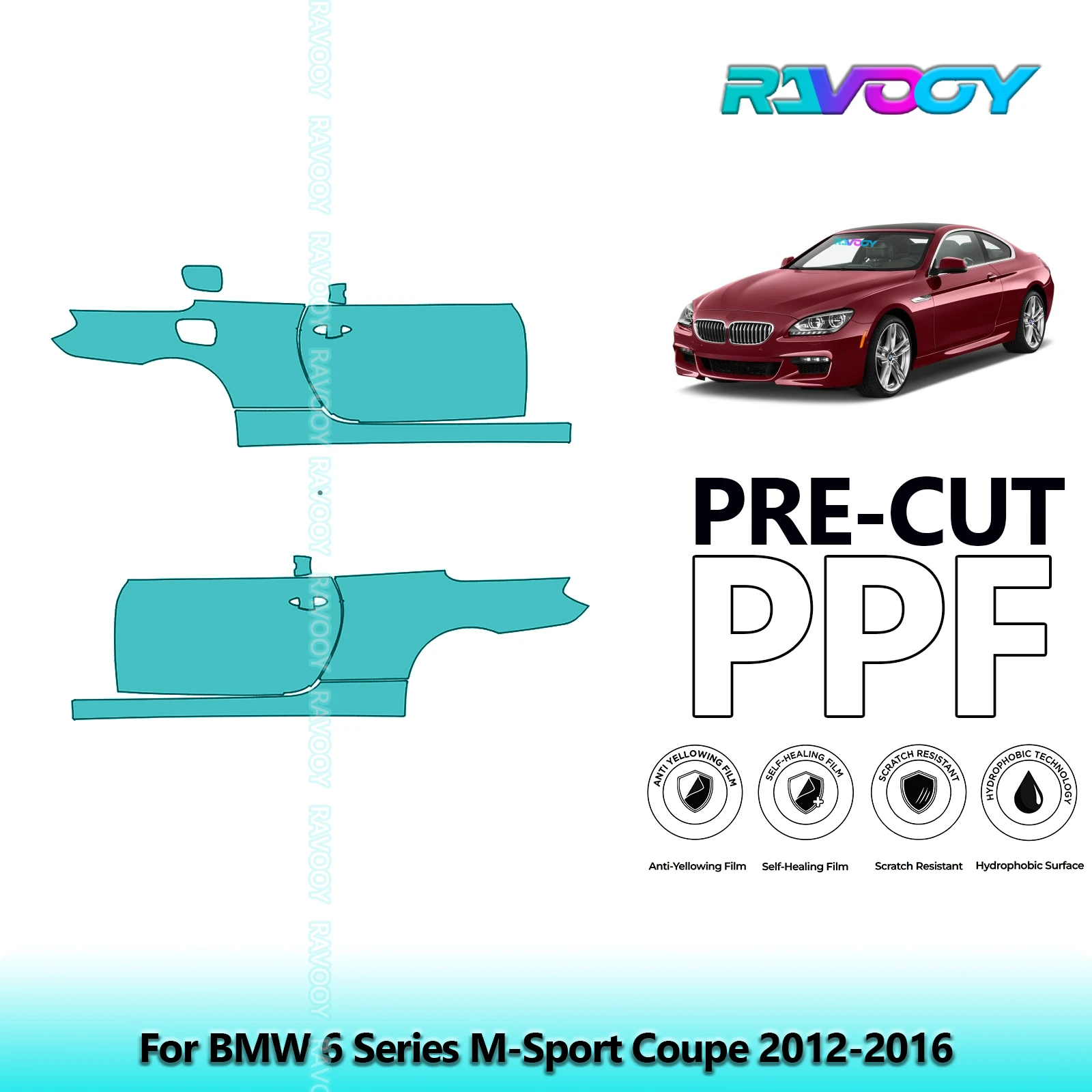 

For BMW 6 Series M-Sport Coupe 2012-2016 8.5mil Clear Matte Pre-Cut PPF Door & A/B Pillar Kit TPU Paint Protection Film Set