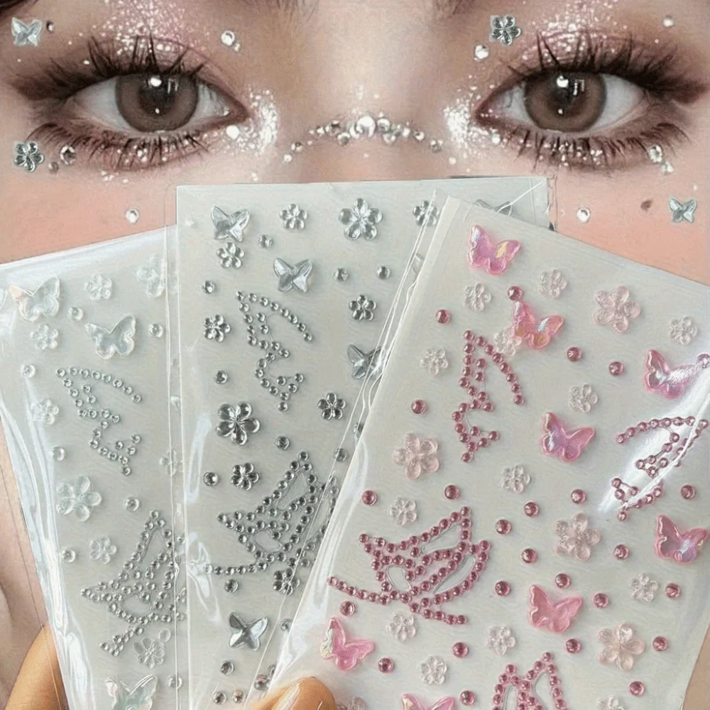 Decoration Self-Adhesive Temporary Tattoo Sticker DIY Sparkling Rhinestone Tattoo Body Art Zircon Butterfly Sticker Wedding