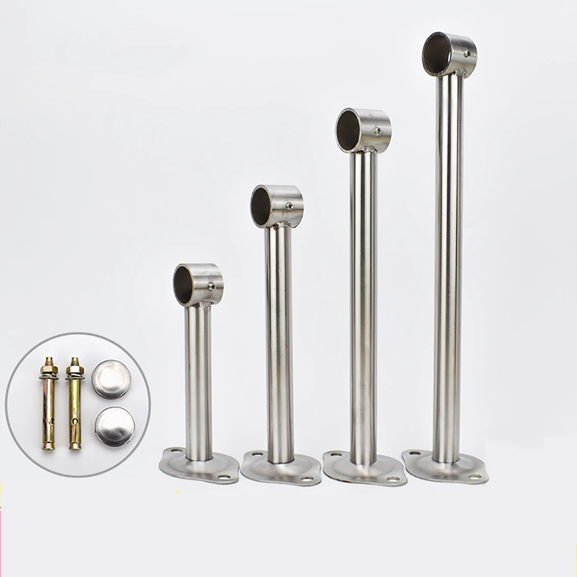 

1Pcs Lengthen Stainless Flange Tube Holder for Wardrobe Curtain Cloth Rod Seat Round Tube Seats Bracket Household Hardware