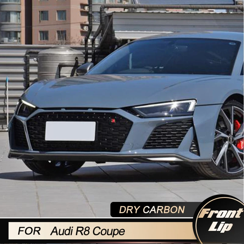 

Car Front Bumper Lip Spoiler For Audi R8 Coupe Convertible 2-Door 2022 2023 Front Lip Chin Apron Protector Guard Dry Carbon