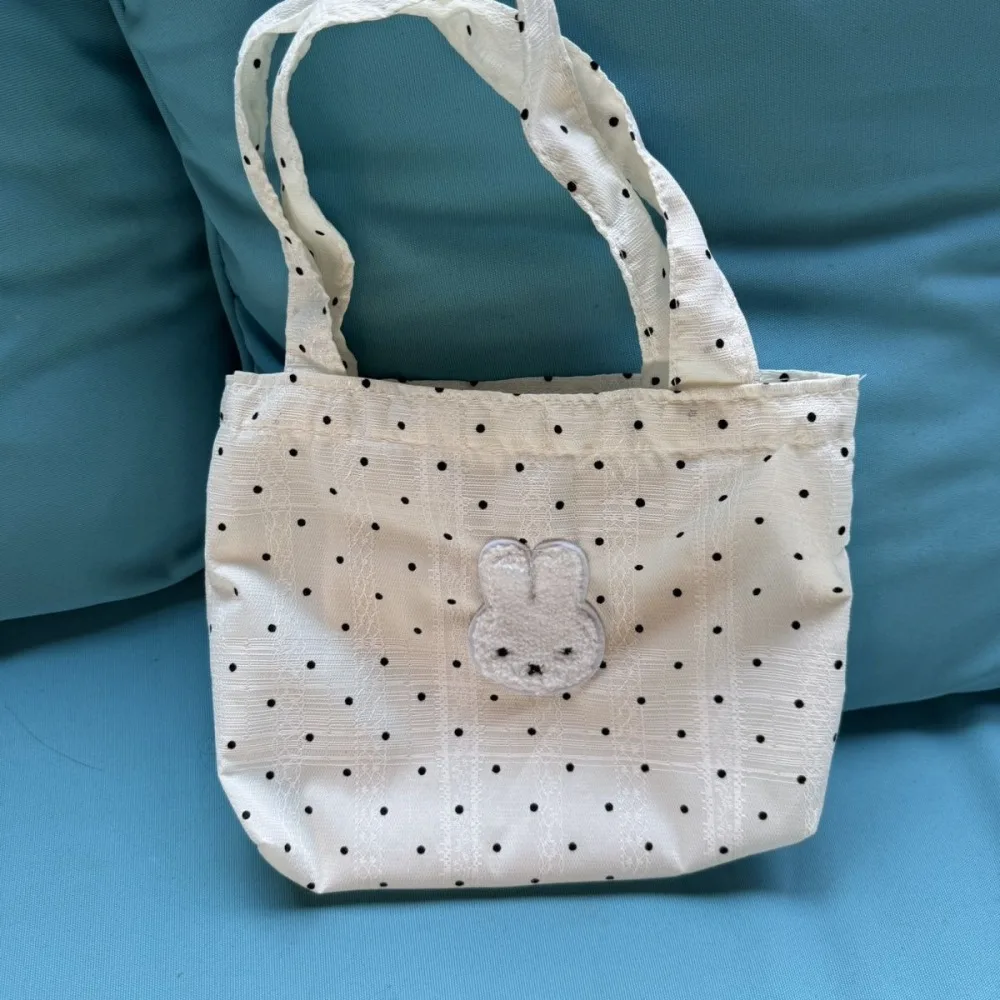 Miffy Kawaii Wave Point Handbag Large Capacity Portable Versatile Commuter Storage Bag Cute Gift Toy