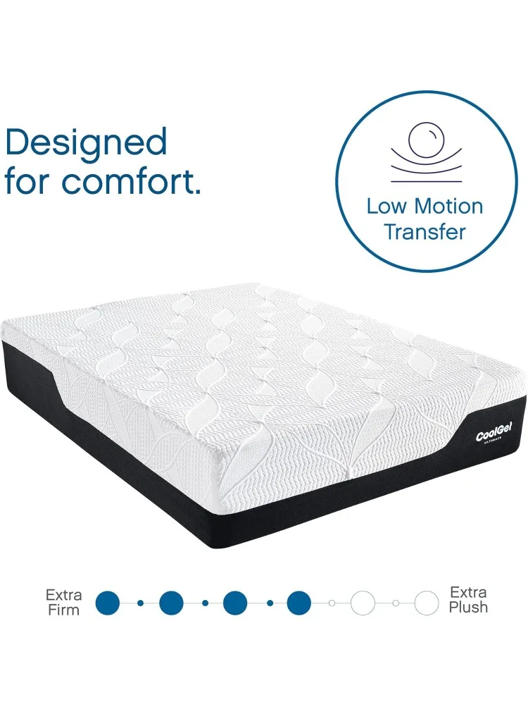 Chill 14 Inch Medium Firm Memory Foam Mattress Queen Size, with 2 Bonus CoolGel Memory Foam Bed Pillows, 14" with Press