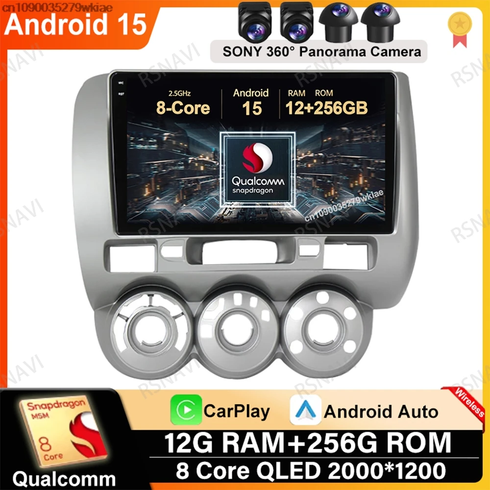 

Android 15 For Honda Fit Jazz City 2002 2003 2004 2005 2006 2007 Qualcomm 4G LTE GPS Car Radio 5G WIFI Navigation DVD BT DSP