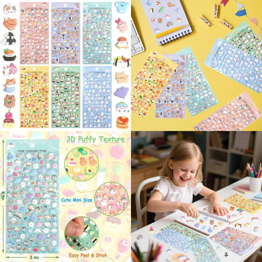 

600+ Mini Puffy Stickers - Cute Tiny Small Kawaii 3D Puff Sticker for Girls Adults - Japanese Micro Sticker for Rewards Phone C