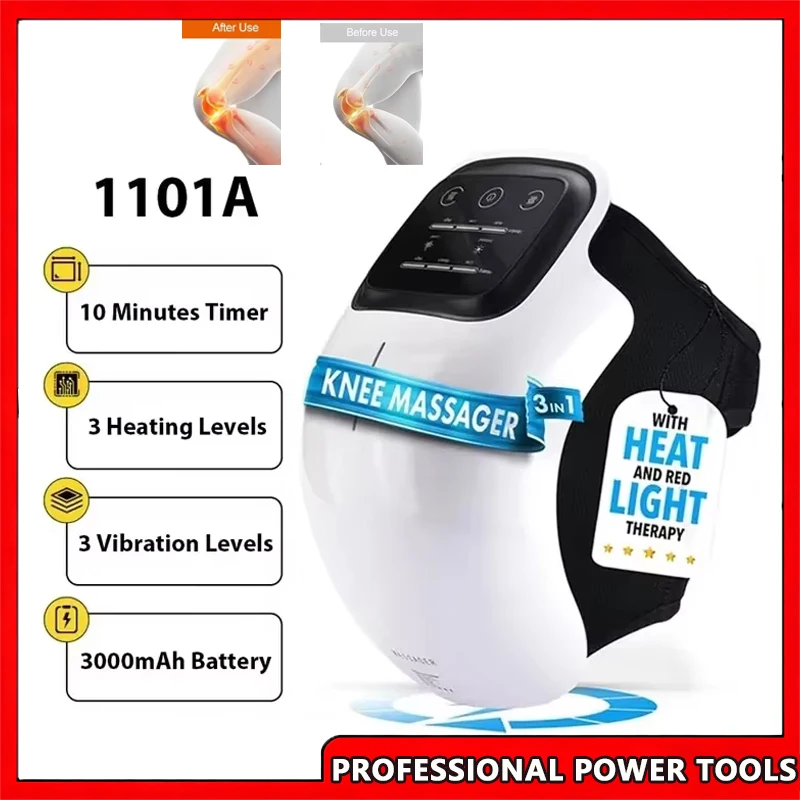 

Беспроводной массажер для колена, красный свет и массажная терапия со светодиодным экраном, 3-уровневое инфракрасное тепло и вибрация, подарки для мужчин и женщин