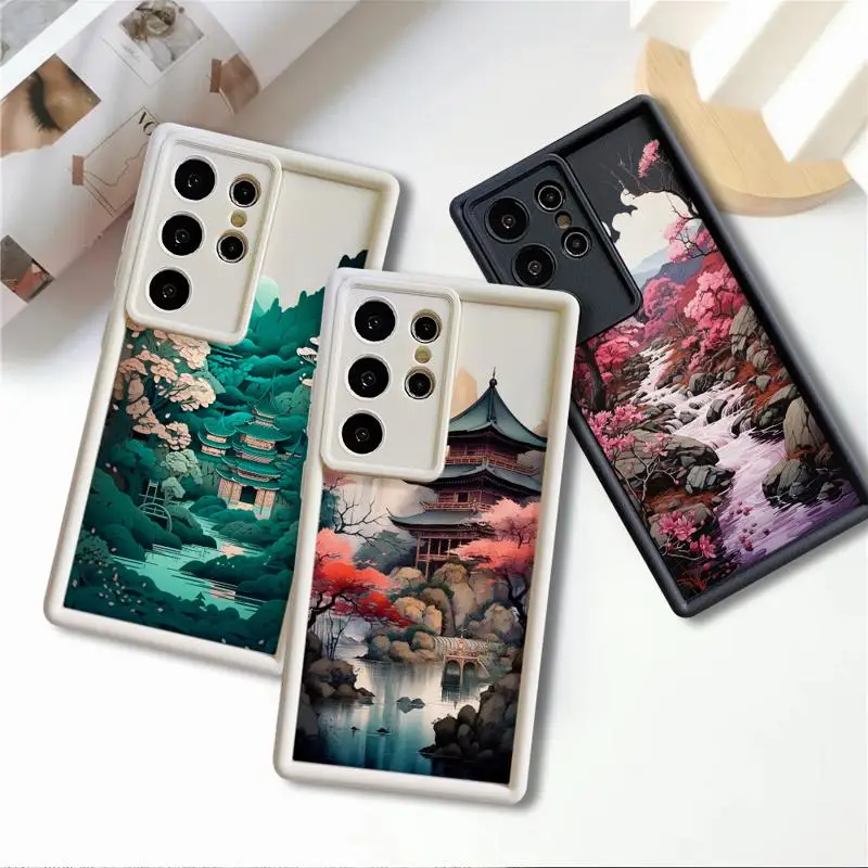 phone case for Samsung Galaxy S24 S22 S21 Ultra A13 cases S20 FE S23 S24plus S21fe 12C fundas Cover Japanese Landscape Painting