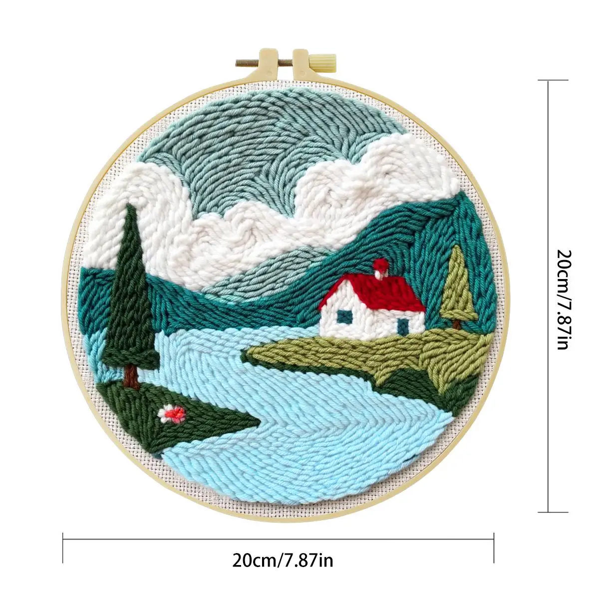 20X20CM/7,87 Zoll, Stickset für ländliche Gebiete, Punch-Nadel-Stickerei, Stickerei, gestrickte Stickerei, DIY, handgemachtes Geschenk – Detail 6