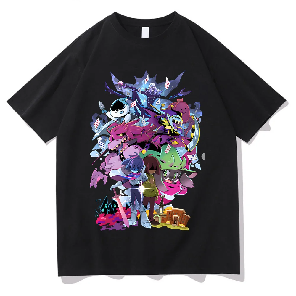 Deltarune Merch Charaktere Artwork T-Shirt Vollständiges Cast-Design Fan-Bekleidung Herren Deltarune Spiel Baumwoll-T-Shirt Lustiges Loses Unisex-Tee – Detail 7