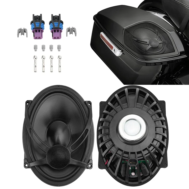Czarny motocykl 5 "x 7" pokrywa sakwy głośniki dla Harley Touring Road King Street Electra Glide FLHR FLHX FLHT CVO 1994-2023
