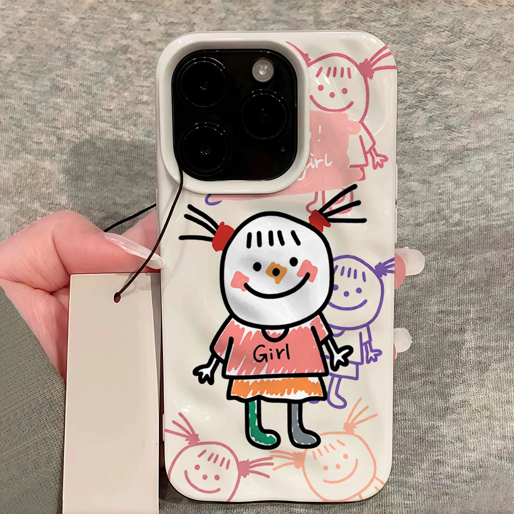 Koreanisches Niedliches Mädchen-Linien-Design Weiche Silikon-Handyhülle für iPhone 17 16 15 14 13 12 11 Pro Max 14 Plus 17Air Falten-Wellen-Design – Detail 12