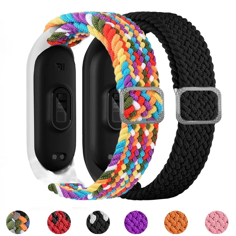 Adjustable Elastic Nylon Strap For Xiaomi Mi Band 6 5 4 3 Comfortable Braided Bracelet band For Xiaomi Mi Band 7 For Xiaomi Belt