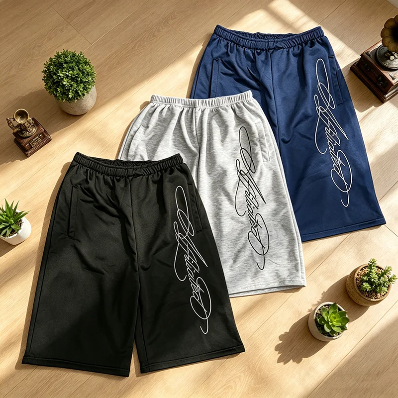 

Мужские летние шорты в уличном стиле ретро, свободного кроя, с вышивкой в стиле хип-хоп и карманом на молнии