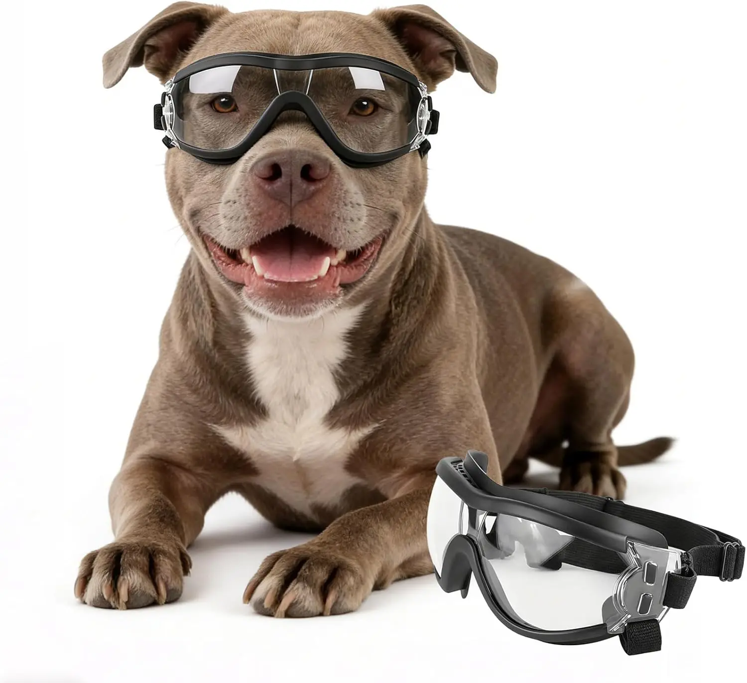 Adjustable Pet Goggles for Dogs Transparent Style Windproof Snowproof UV-blocking Large Eye Wear Protection Glasses dog supplies