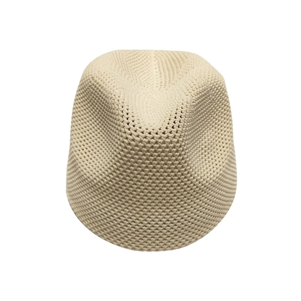 Breathable Mesh Knitted Pillbox Hat Lightweight Knit Multiple Colors Women Bucket Cap No Brim Design Mesh Panama Hat