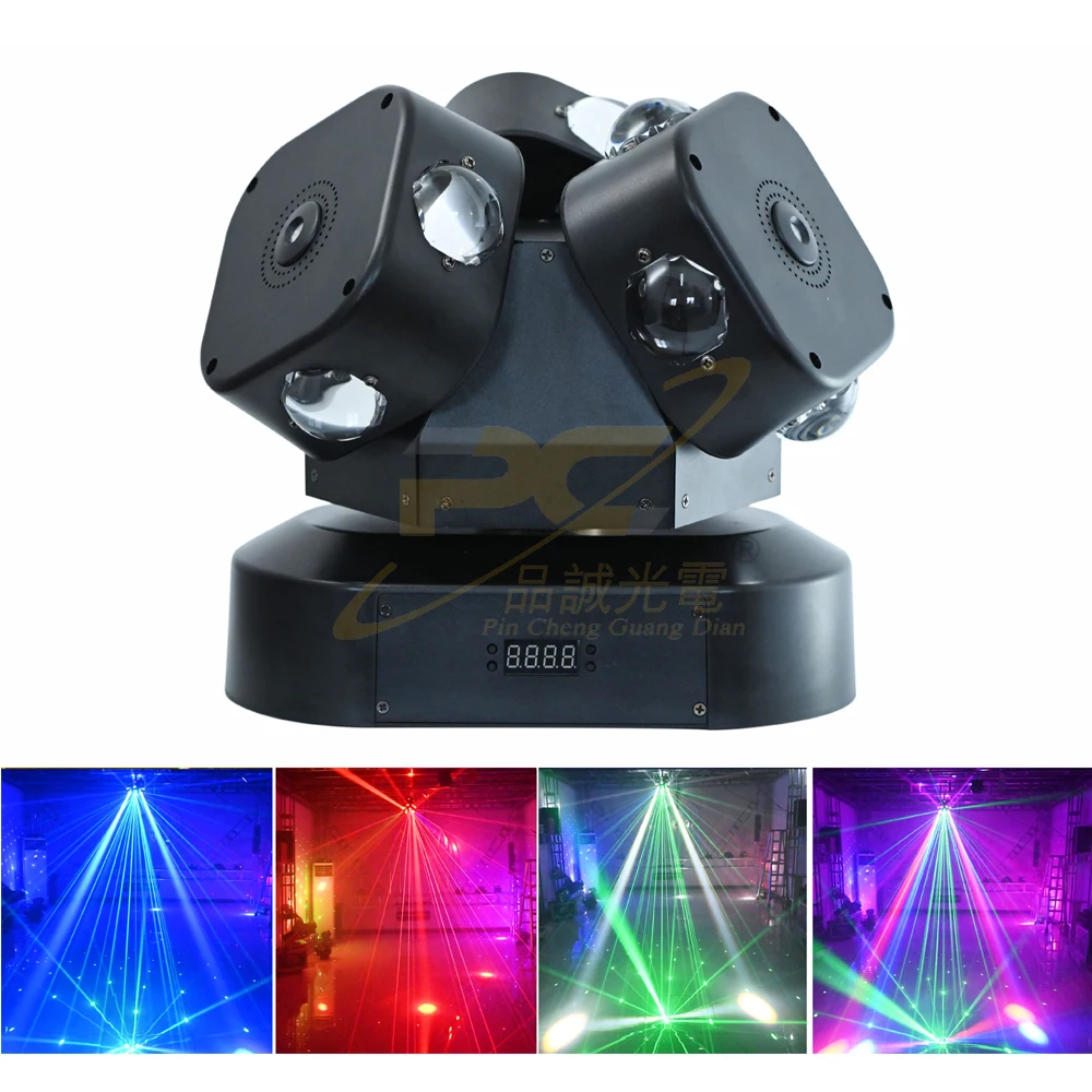 2023 New 12x10W RGBW 4in1 LED DMX512 Infinite Rotation Three Arm Moving Head Laser Light for DJ Party Recommended