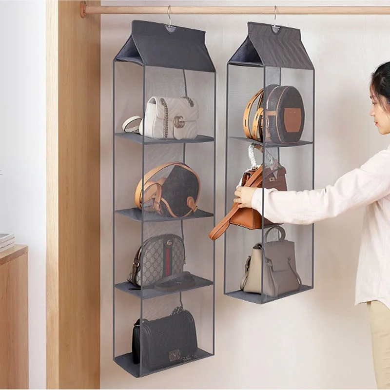 Three-dimensional bag storage hanging bag hanging bedroom door rear wardrobe layered leather bag storage multi-functional
