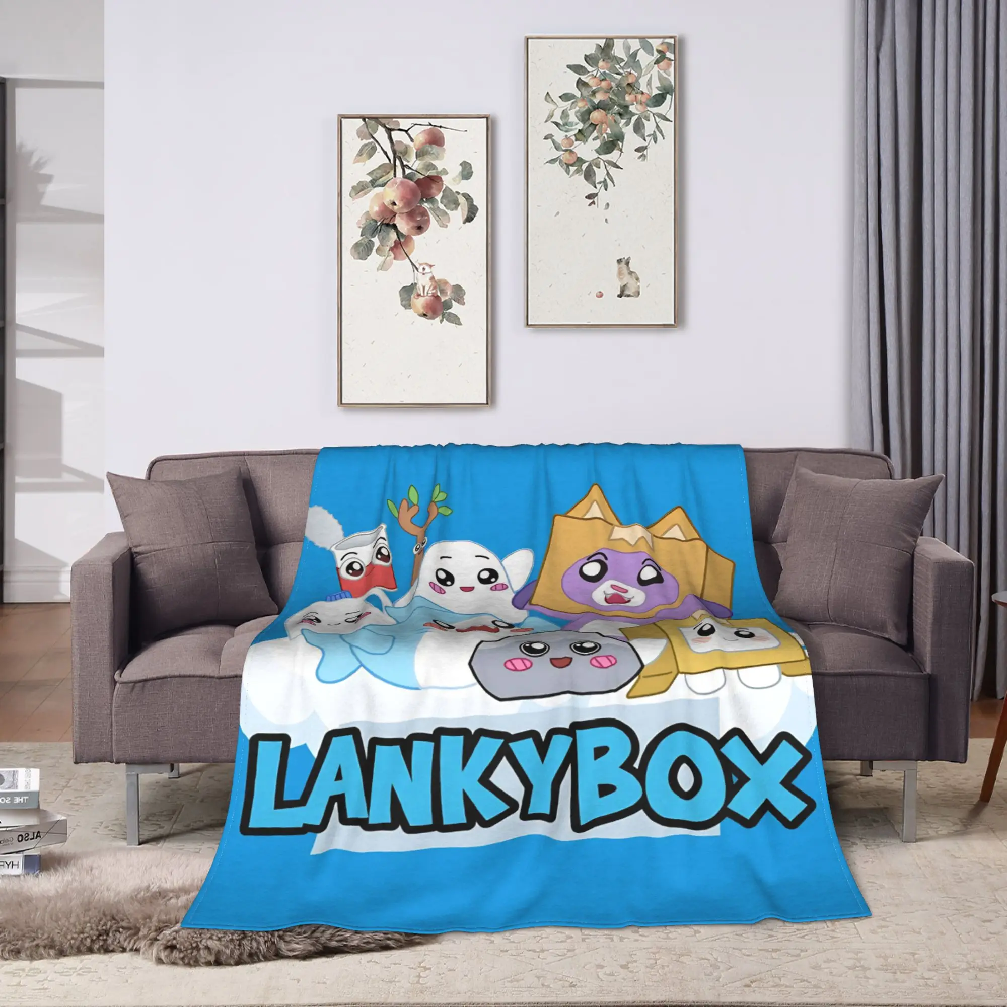 Foxy Boxy and Rocky Lankybox Blanket  Travel Flannel Bedding Throws For Couch Bed Warm Soft Custom DIY Quality Bedspread Gift