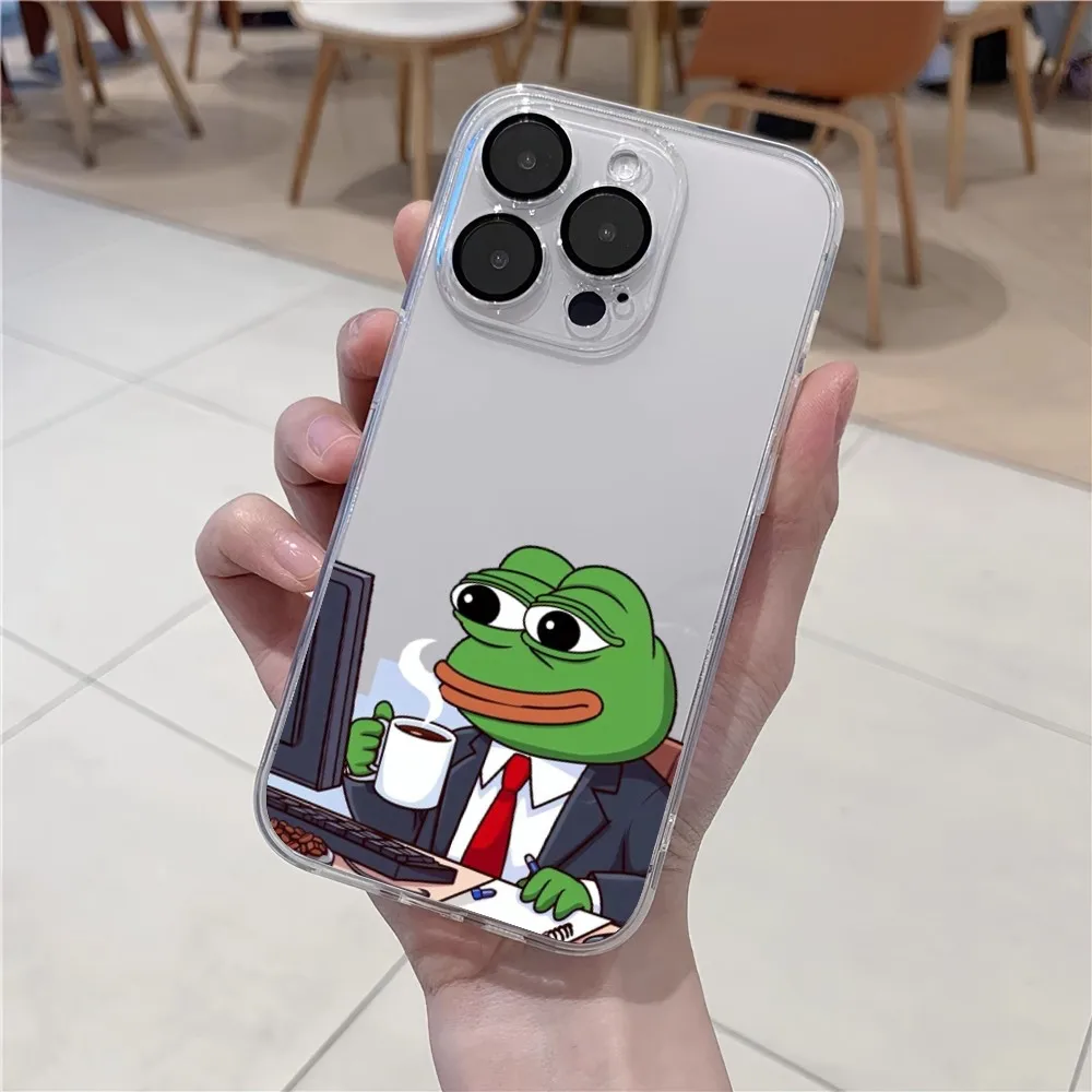 Cute P-Pepe the Frog  Phone Case Transparent For Samsung Galaxy S23 S22 Ultra Plus Note 20 Ultra10 Plus A71 70 A52