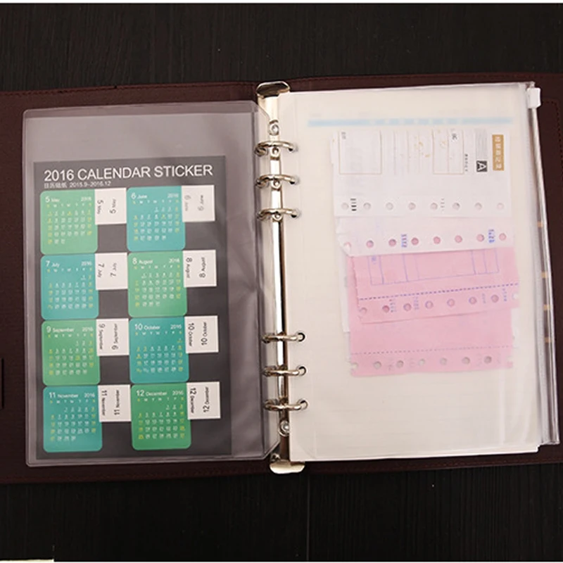 A5a6 Pvc Presentation Binder Folder Zipper Receive Bag Concise Planner\'s Spiral Filing Products Card Holder Bag