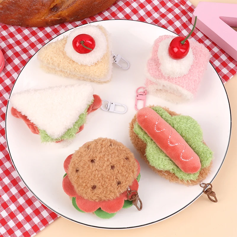 Porte-clés créatif Sandwich Hamburger gâteau, pendentif de sac, accessoires clés, cadeaux de Couple, Simulation de nourriture Kawaii, porte-clés en peluche