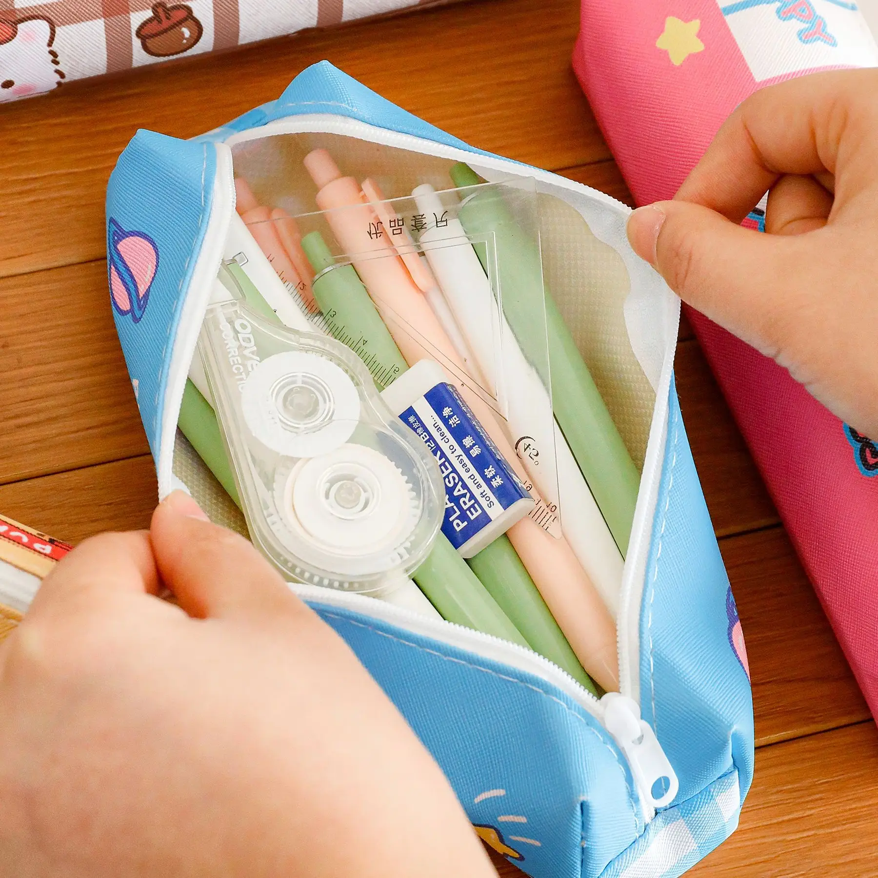 4 Stück niedlicher Welpe, große Kapazität, Bleistiftbeutel, Kinderbedarf, Belohnungsgeschenke für Studenten, ästhetischer Stifthalter, Büromaterial