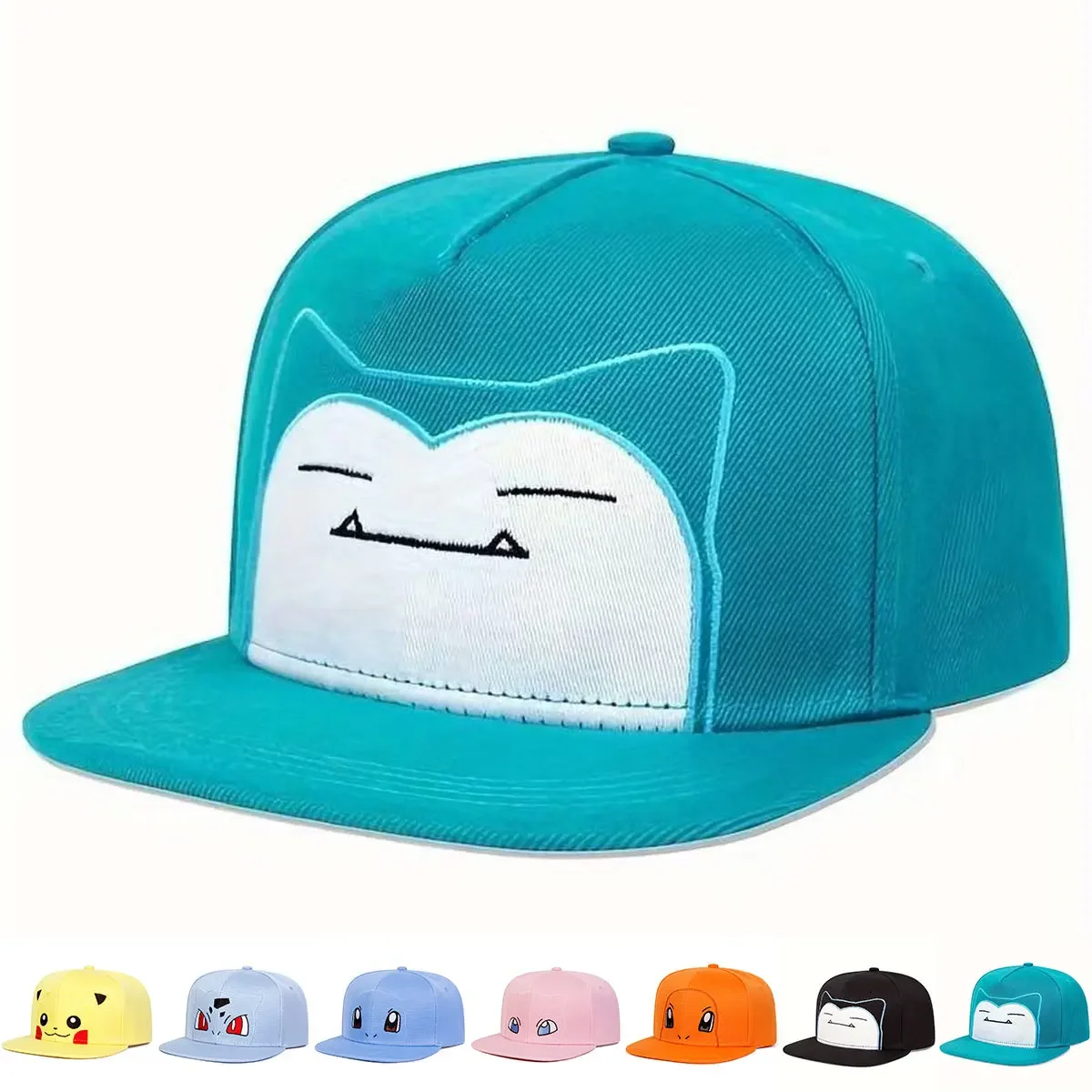 Cute Pokemon Anime Figure Pikachu Squirtle Bulbasaur Snorlax Adjustable Cartoon Hats Cosplay Hip Hop Baseball Cap Sunhat