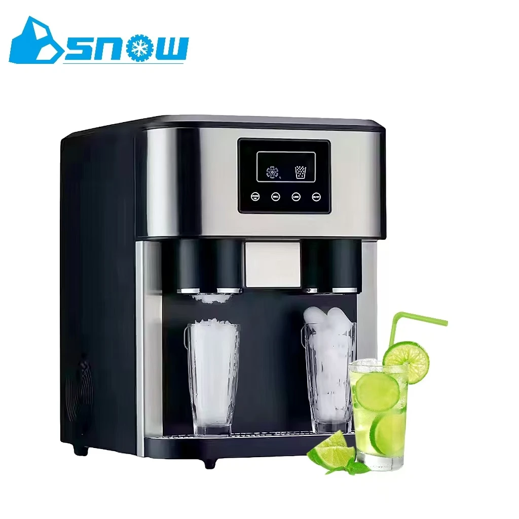 

Popular 3-in-1 Tabletop Water Cooler Compressor Cooling Ice Maker & Ice Crusher with 3 Taps Electric for Car Outdoor RV Use