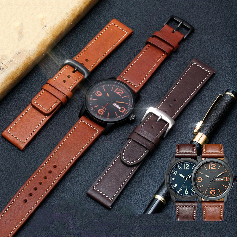 For Citizen CA0695 CA0690 BM8475 8478  8471 Vintage Genuine Cow Leather Watch Strap 22mm 20mm soft Men WatchBand Dark brown blue