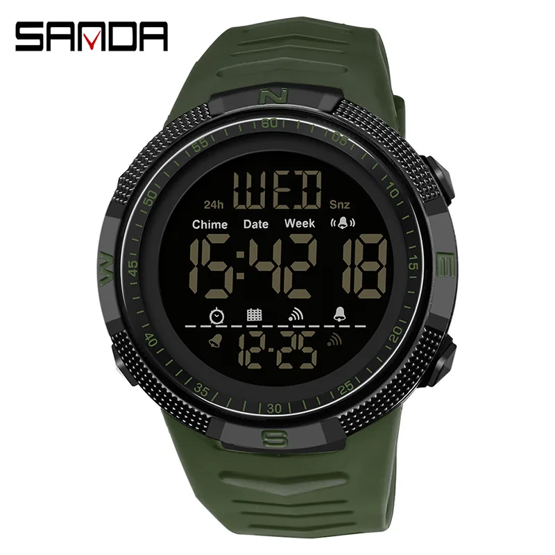 SANDA  electronic male form shows fashion trend middle school student watch luminous waterproof watch